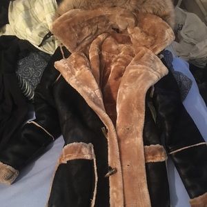 black and brown Suede coat